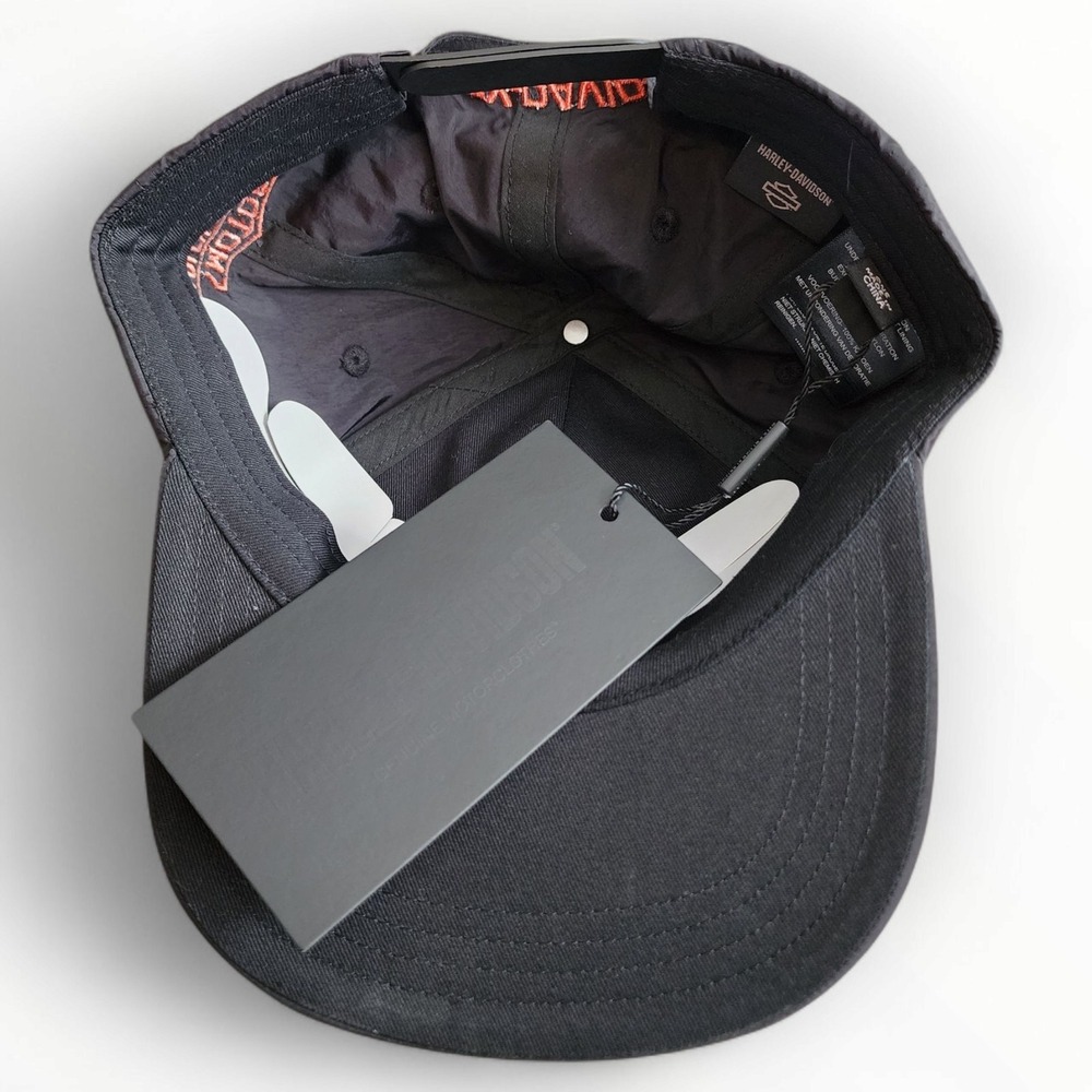 Harley Davidson Screamin' Eagle Adjustable Snapback‎ Hat Black/Orange 97605-24VM - Picture 9 of 11